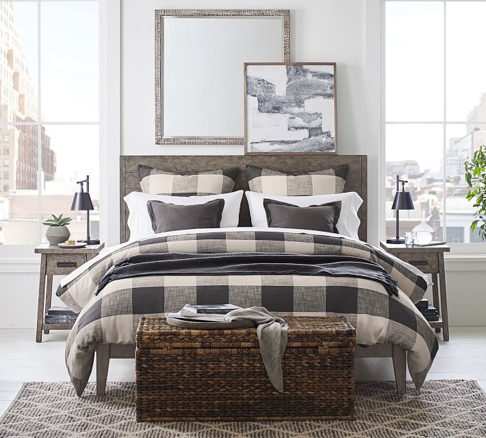 Bryce Buffalo Check Cotton Duvet Cover & Shams Taupe Pottery Barn