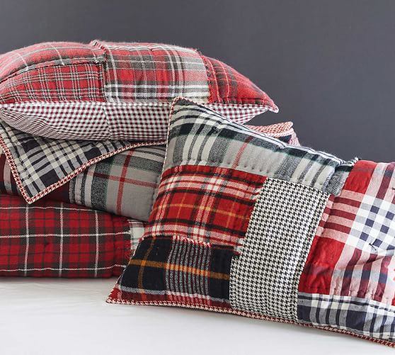 Easton Plaid Patchwork Cotton Pillow Sham Pottery Barn