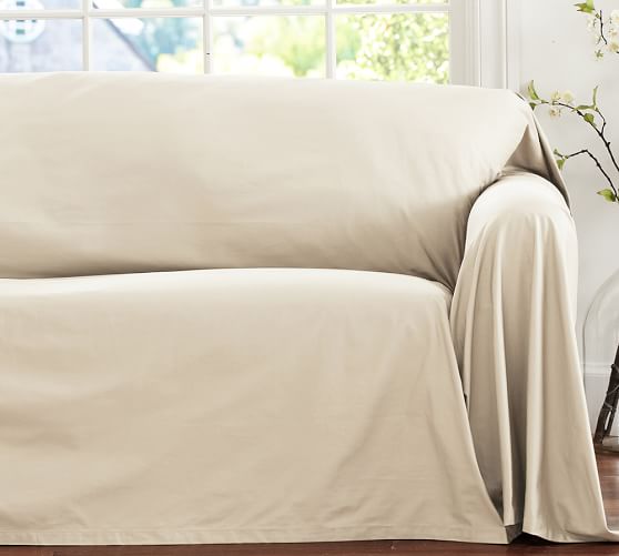 Twill Dropcloth Loose Fit Slipcover Sofa Cream Pottery Barn Twill Dropcloth Loose Fit Slipcover