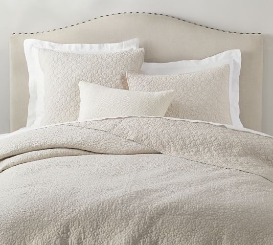 Belgian Flax Linen Geo Coverlet King Cal King Flax Pottery Barn
