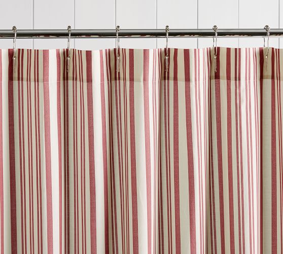 Pottery Barn Striped Shower Curtain, Pink And Green Striped Shower Curtain