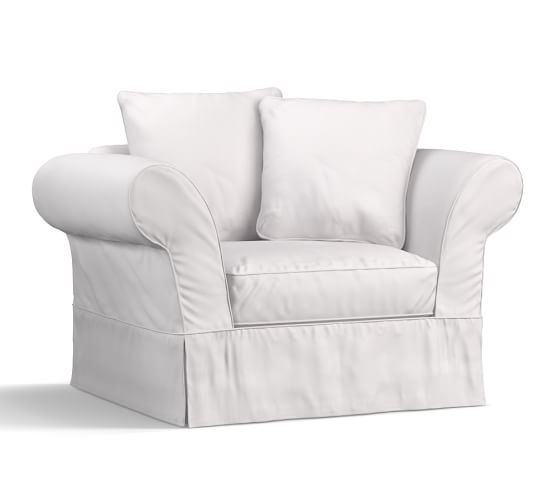 Charleston ChairandaHalf Slipcover, Twill White Pottery Barn