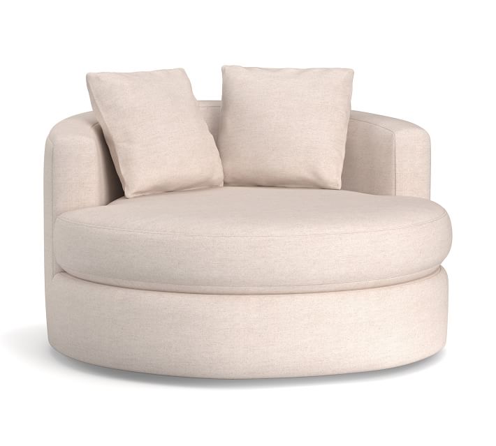 Balboa Upholstered Swivel Armchair Pottery Barn