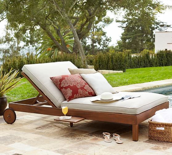 Chatham Double Outdoor Chaise Lounge Honey Pottery Barn Chatham Double Outdoor Chaise Lounge