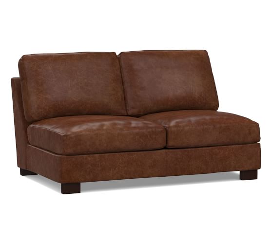 Turner Leather Armless Loveseat Moles Pottery Barn Turner Leather Armless Loveseat