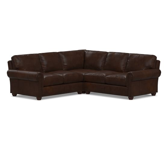 ster Leather 3Piece LShaped Sectional with Corner Pottery Barn