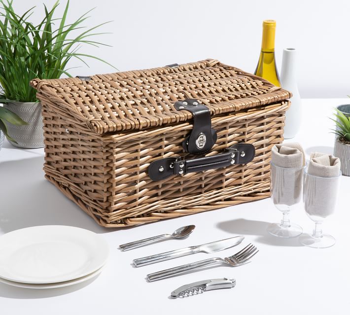 PB Classic Woven Picnic Basket, Set for 2 Pottery Barn