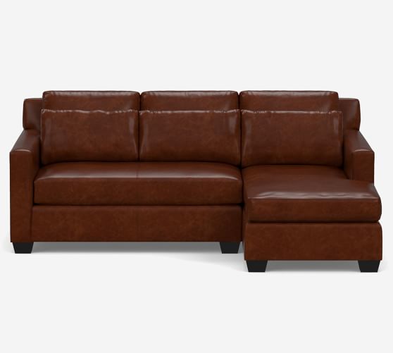 York Square Arm Deep Seat Leather Chaise Sofa Sectional Pottery Barn Deep Seat Leather Chaise Sofa Sectional