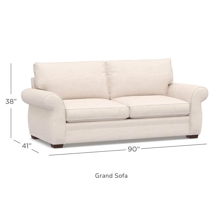 Pearce Roll Arm Upholstered Grand Sofa 90", Down Blend Wrapped Cushions