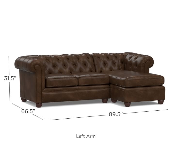 Chesterfield Leather Sofa with Chaise Sectional Pottery Barn
