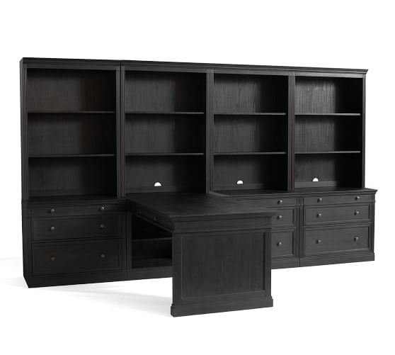 Livingston Peninsula Desk with 140" Bookcase Suite Pottery Barn