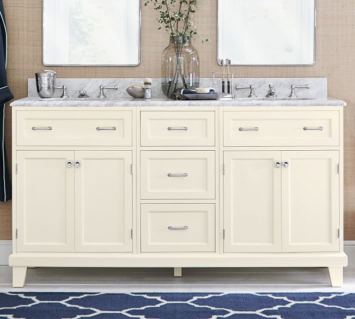 Custom Classic 65.5" Double Sink Vanity with Door Pottery Barn
