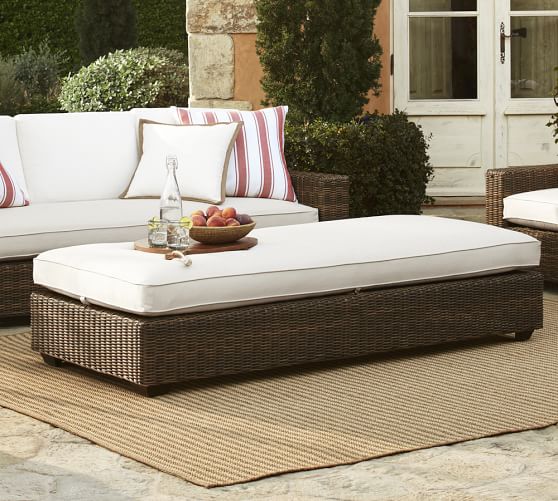 Torrey All Weather Wicker Grand Coffee Table Ottoman Espresso Coffee Table Ottoman