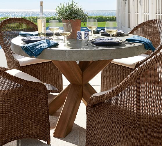 Acacia Round Dining Table Brown, Round Outdoor Table